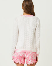 Load image into Gallery viewer, Brockton Crew Neck Cardigan - Resort White X Conch Shell Pink Tipping