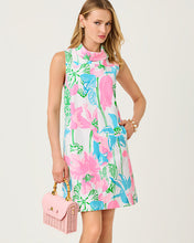Load image into Gallery viewer, Payson Shift Dress - Resort White Oversized Viney Liney
