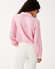 Load image into Gallery viewer, Sea View Metallic Linen Button Down Shirt - Conch Shell Pink Foil
