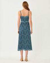 Load image into Gallery viewer, Arlin Eyelet Midi Dress - Starlight Navy X Capri Blue Queen Scallop Eyelet
