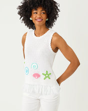 Load image into Gallery viewer, Roe Crochet Sweater Shell Tank - Resort White Starfish Embroidery
