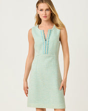 Load image into Gallery viewer, Aria Beaded Boucle Shift Dress - Capri Blue Fantasy Boucle