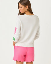 Load image into Gallery viewer, Tensley Embroidered Sweater - Resort White Fleur De Lilly Embroidery