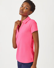 Load image into Gallery viewer, UPF 50+ Luxletic Frida Scallop Polo - Cherry Blossom Pink
