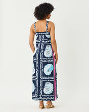 Load image into Gallery viewer, Casandra Maxi Dress - Low Tide Navy Shell Shine Engineered Woven Maxi