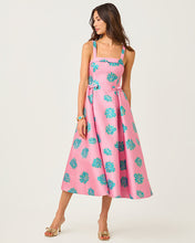 Load image into Gallery viewer, Rissy Midi Dress - Conch Shell Pink Jungle Flower Brocade