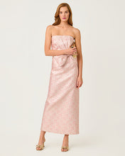 Load image into Gallery viewer, Tiernan Strapless Maxi Dress - Conch Shell Pink Ritsy Ditsy Metallic Brocade