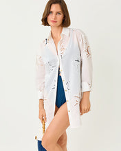 Load image into Gallery viewer, Kwitney Long Sleeve Cotton Cover-Up - Resort White Down The Shore Eyelet