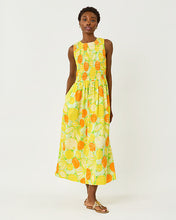 Load image into Gallery viewer, Daisey Smocked Midi Dress - Island Palm Zesty