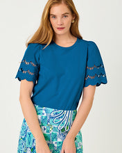 Load image into Gallery viewer, Sebene Eyelet Knit Top - Nassau Blue