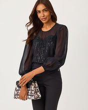 Load image into Gallery viewer, Gail Silk Top - Noir Fish Clip Chiffon
