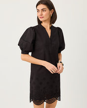 Load image into Gallery viewer, Mialeigh Dress - Noir Scalloped Eyelet Border Poplin