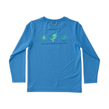 Load image into Gallery viewer, Pro Performance Long Sleeve Fishing T-shirt in Marina Blue Sea Turtles