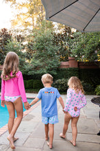 Load image into Gallery viewer, Boogie Board Swim Trunk - Marina Blue Gingham Turtle Print