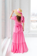 Load image into Gallery viewer, Ava V-Neck Puff Sleeve Maxi Dress - Hibiscus