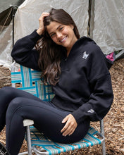 Load image into Gallery viewer, Girls' & Women's Half-Zip Hooded Sweatshirt - Black