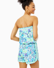 Load image into Gallery viewer, Rikki Strapless Romper - Blue Ibiza Open Water Engineered Romper