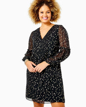 Load image into Gallery viewer, Cleme Silk Dress - Onyx Gold Metallic Silk Clip