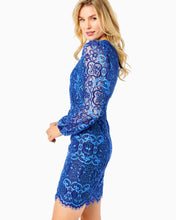 Load image into Gallery viewer, Georgi Lace Dress - Boca Blue Two Tone Carnival Lace