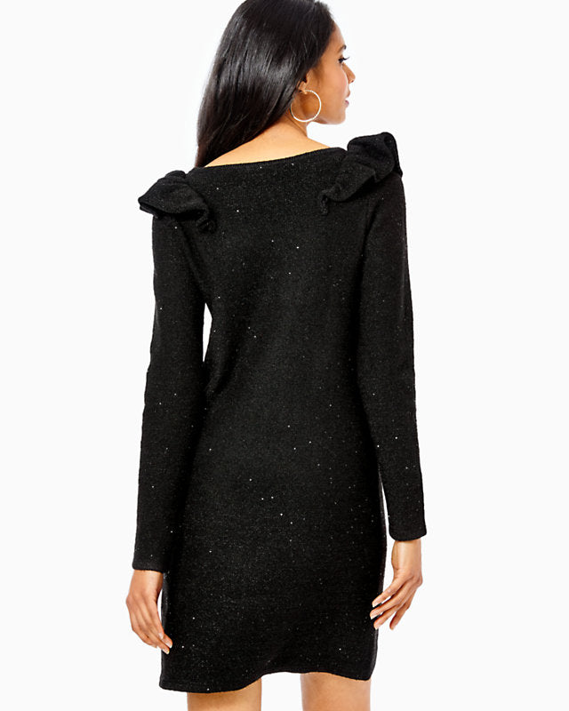 Ruth Sequin Sweater Dress - Black Metallic Ruth Sequin Sweater Dress - Black Metallic