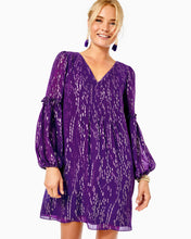 Load image into Gallery viewer, Cleme Silk Dress - Purple Berry Fish Clip Chiffon