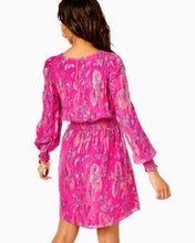 Load image into Gallery viewer, Cosita Silk Dress - Acai Berry Rainbow Multi Floral Metallic Clip