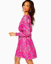 Load image into Gallery viewer, Cosita Silk Dress - Acai Berry Rainbow Multi Floral Metallic Clip