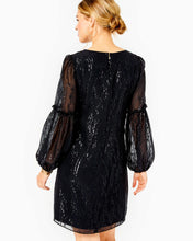 Load image into Gallery viewer, Cleme Silk Dress - Onyx Fish Clip Chiffon