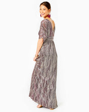 Load image into Gallery viewer, Parigi Maxi Dress - Gold Metallic Gold Metallic Rope Stripe Berry Crinkle