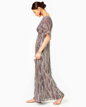 Load image into Gallery viewer, Parigi Maxi Dress - Gold Metallic Gold Metallic Rope Stripe Berry Crinkle