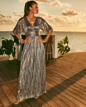 Load image into Gallery viewer, Parigi Maxi Dress - Gold Metallic Gold Metallic Rope Stripe Berry Crinkle