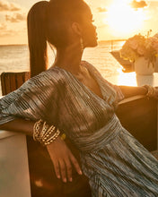 Load image into Gallery viewer, Parigi Maxi Dress - Gold Metallic Gold Metallic Rope Stripe Berry Crinkle