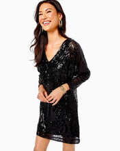 Load image into Gallery viewer, Leclair Sequin Dress - Onyx Sequin Sea Swirl Mesh
