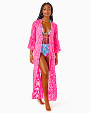 Load image into Gallery viewer, Motley Maxi Cover-Up - Aura Pink Poly Crepe Swirl Clip