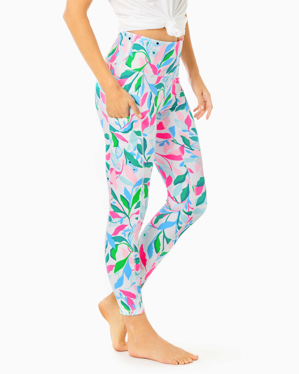 Lilly Pulitzer Upf 50+ Luxletic 26 Weekender High Rise Legging In Charcoal  Heather Anything Is Possible Engineered Luxletic