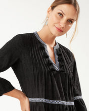 Load image into Gallery viewer, Cotton Clip Embroidered Tier Dress - Black