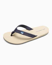 Load image into Gallery viewer, Nautical Navy Leather Flip Flops