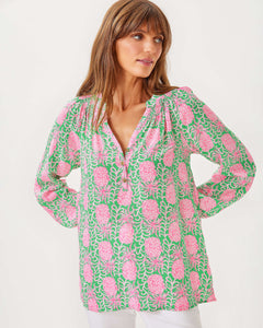Elsa Silk Top - Fauna Green Party Like A Pineapple