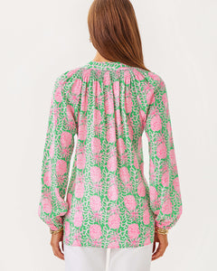 Elsa Silk Top - Fauna Green Party Like A Pineapple