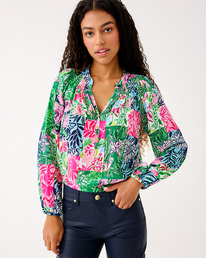 Elsa Silk Top - Multi Party Punch Patch