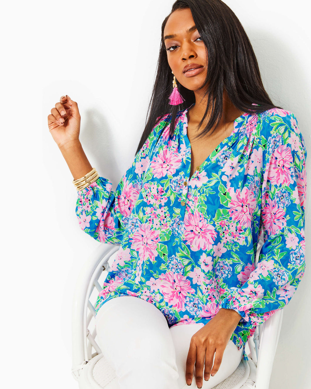 Elsa Silk Top - Multi Spring In Your Step