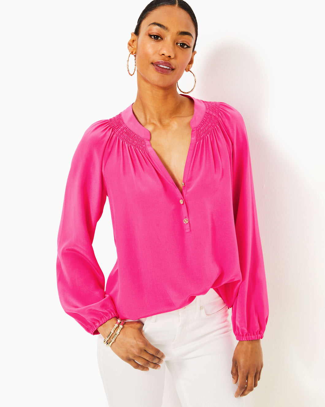 Elsa Silk Top - Passion Fruit Pink