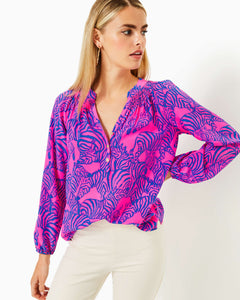 Elsa Silk Top - Passion Fruit Pink Wild Nights