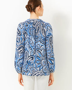 Elsa Silk Top - Resort White Give It A Whirl