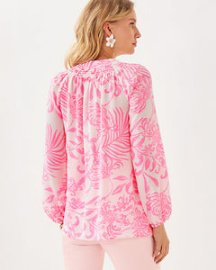Elsa Silk Top - Rousseau Pink Glisten In The Sun