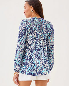 Elsa Silk Top - Sapphire Pool Summer Shorelines