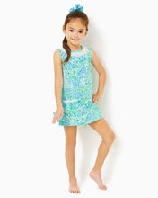 Load image into Gallery viewer, Girls Little Lilly Classic Shift Dress - Hydra Blue Dandy Lions
