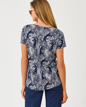 Load image into Gallery viewer, Etta Scoop Neck Top - Low Tide Navy Lil Palm Prowl
