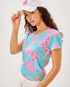 Etta Scoopneck Top - Multi Royal Coral
