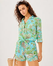 Load image into Gallery viewer, Sea View Linen Button Down Top - Fresh Water Blue Sunbathers Bliss
